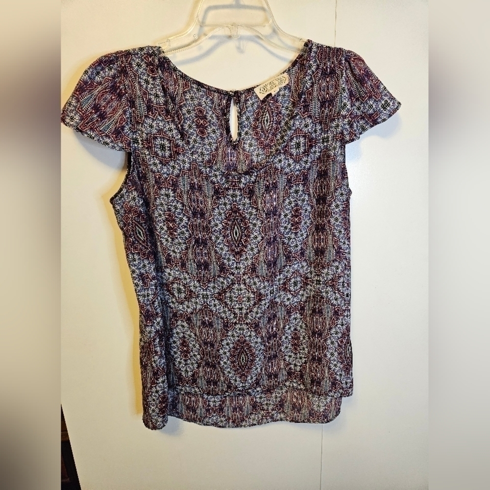 Pink Rose Junior's Size XL Sheer Abstract Top